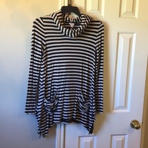 Black and ecru striped hoodie